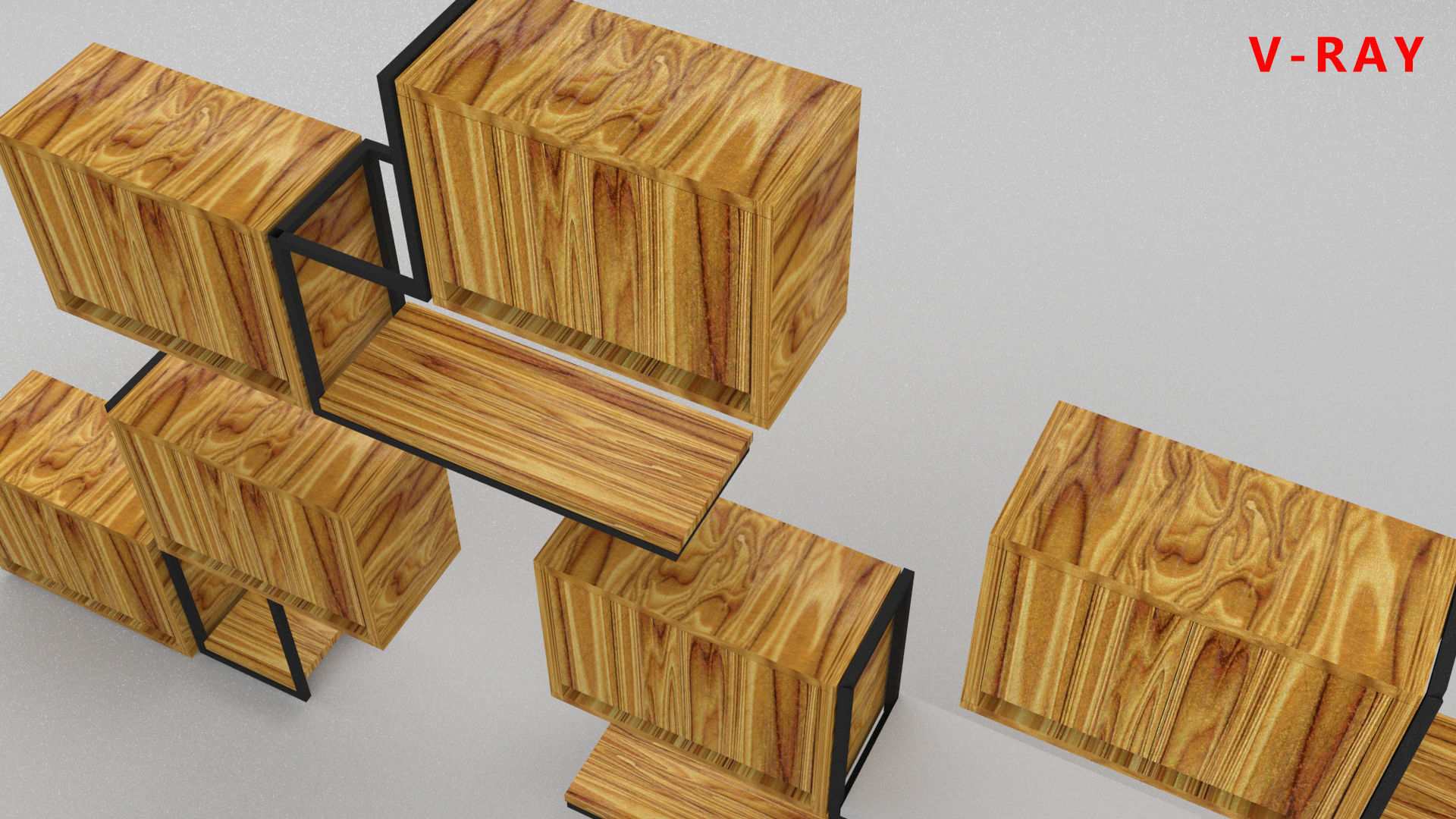 loft set of wall shelf in a cafe bar or office v-ray corona  Low-poly 3D model_20