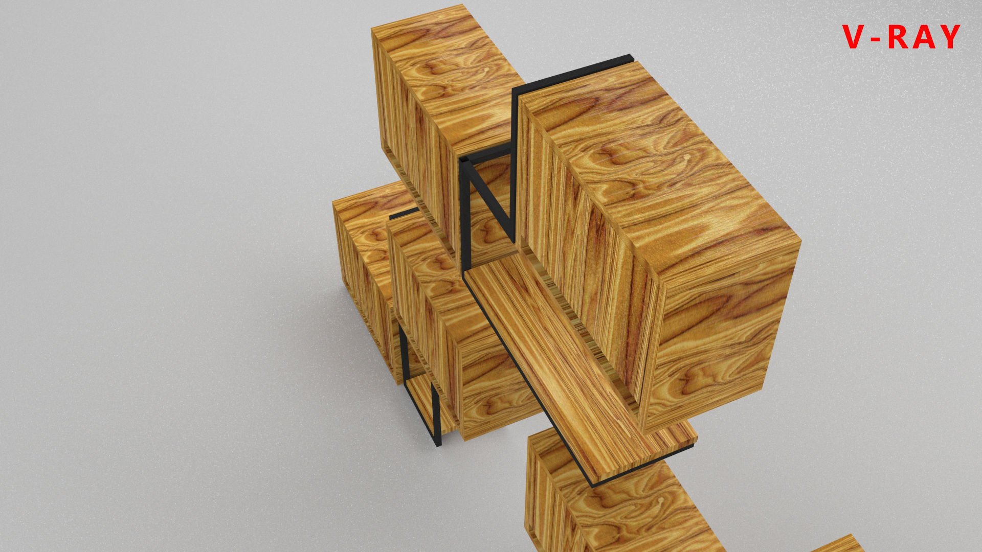 loft set of wall shelf in a cafe bar or office v-ray corona  Low-poly 3D model_22