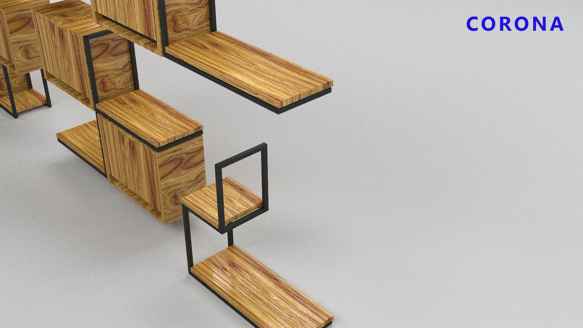 loft set of wall shelf in a cafe bar or office v-ray corona  Low-poly 3D model_10