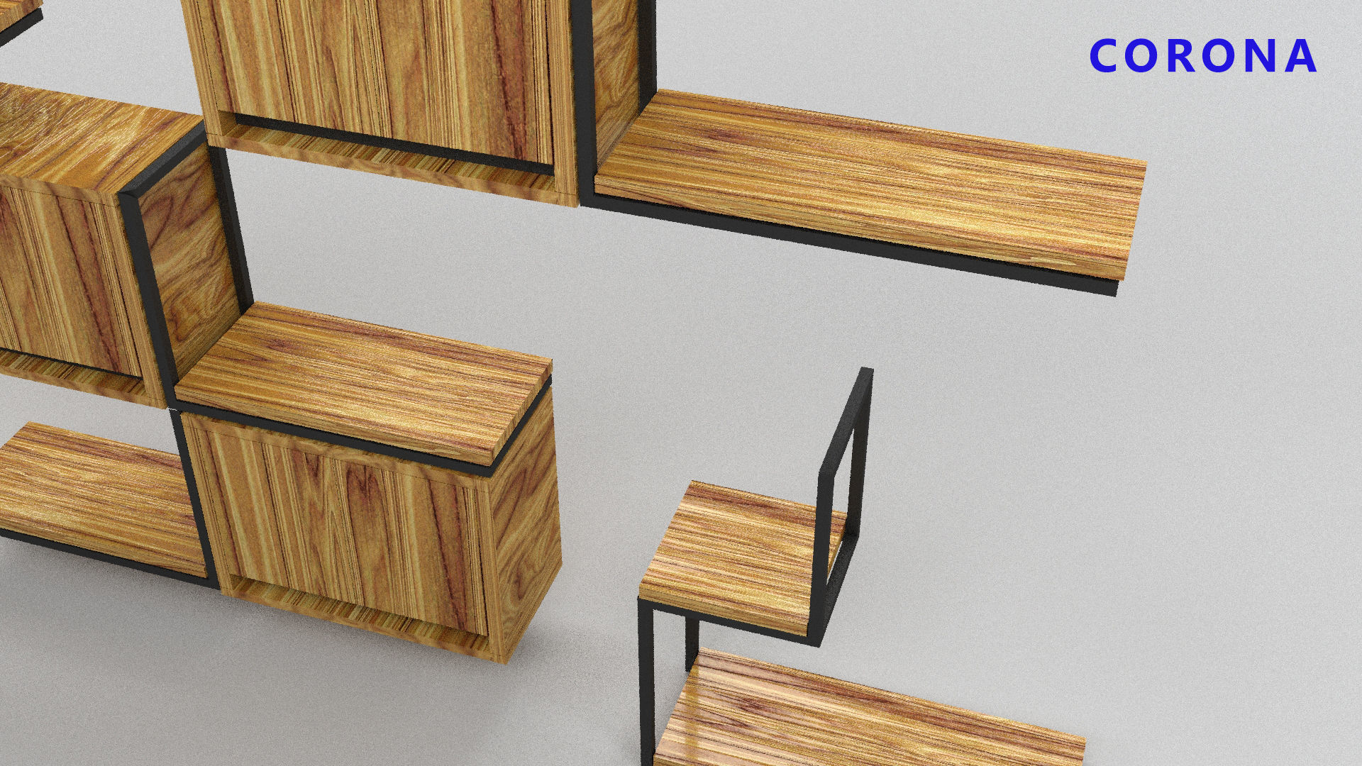 loft set of wall shelf in a cafe bar or office v-ray corona  Low-poly 3D model_8