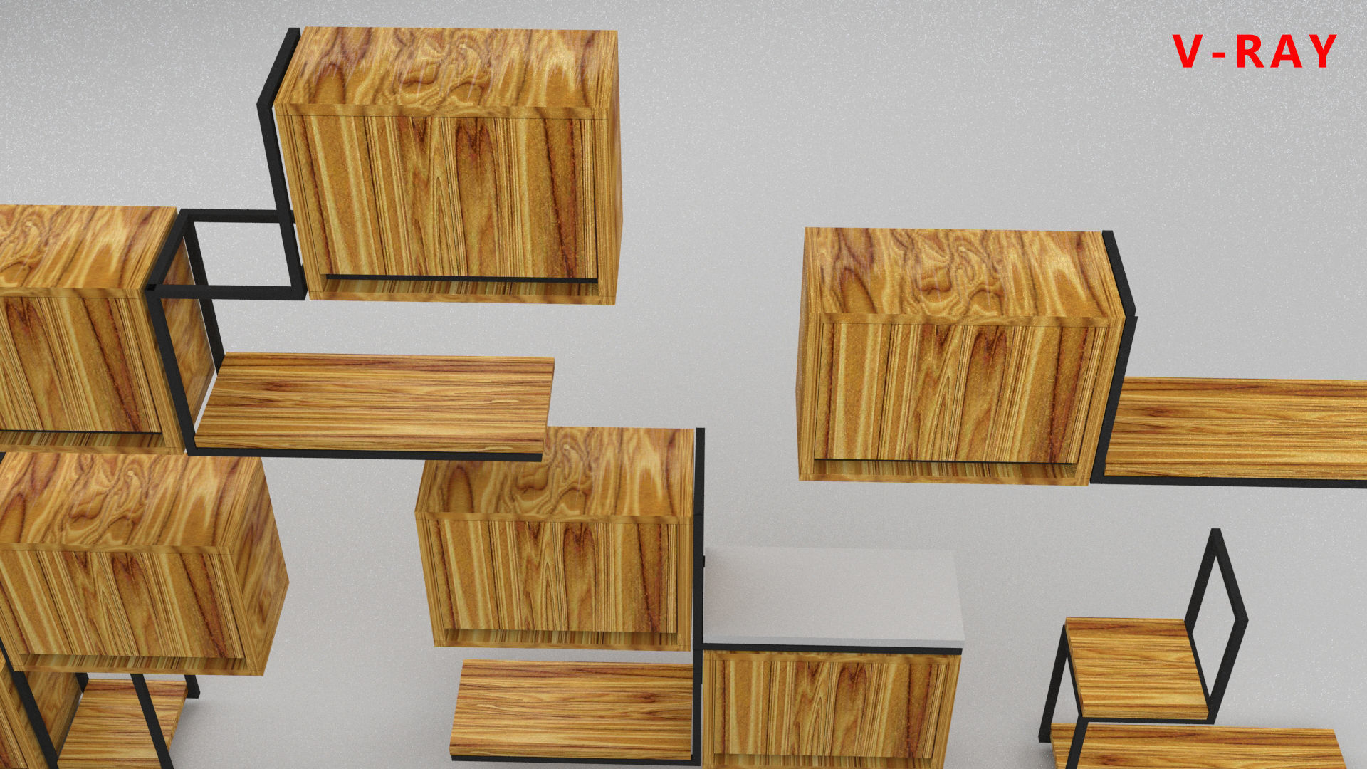 loft set of wall shelf in a cafe bar or office v-ray corona  Low-poly 3D model_18