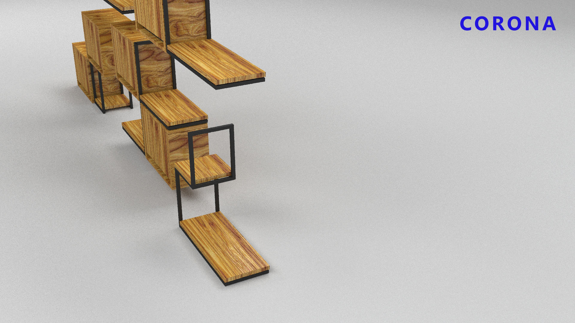 loft set of wall shelf in a cafe bar or office v-ray corona  Low-poly 3D model_12
