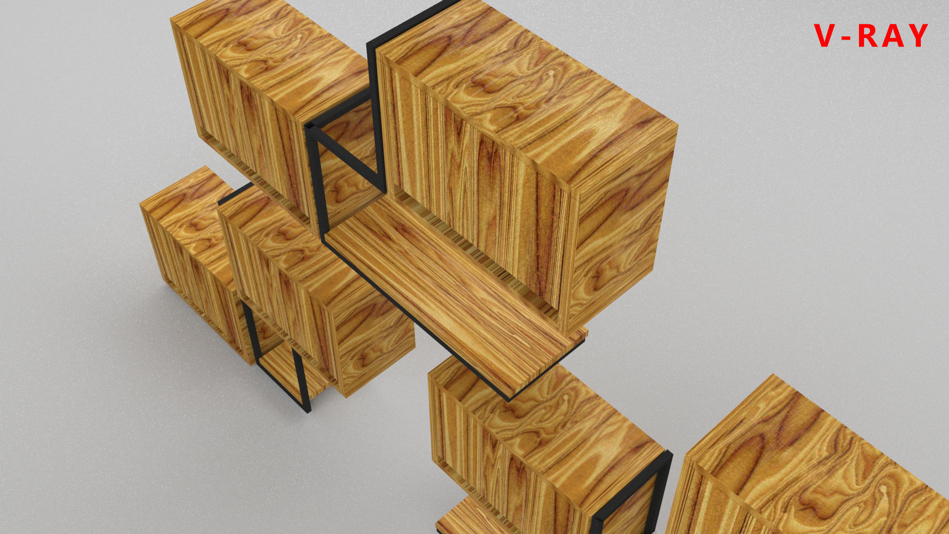 loft set of wall shelf in a cafe bar or office v-ray corona  Low-poly 3D model_21