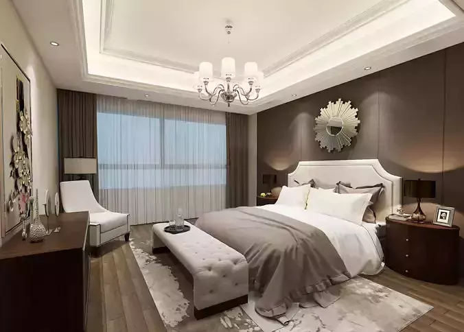 Modern Simple Bedroom 3D model