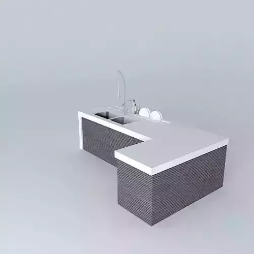 Bench with drainer double bowl and Accessories