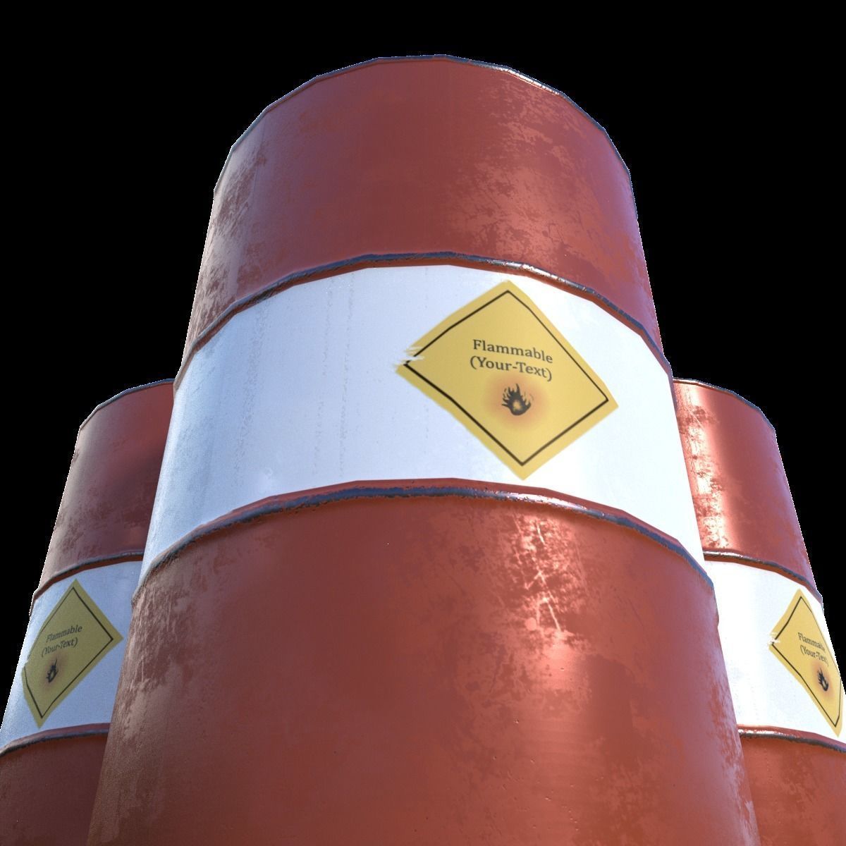 Flammable Liquid Barrel Low-poly 3D model_2