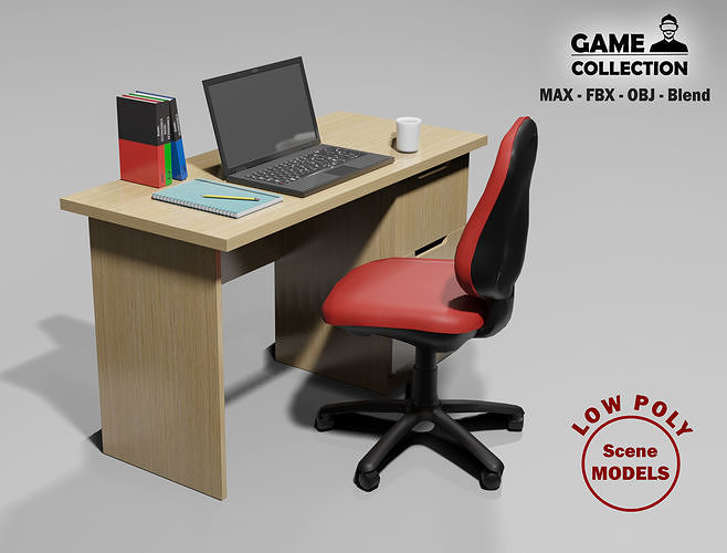 Table Desk 1 Lowpoly Low-poly 3D model