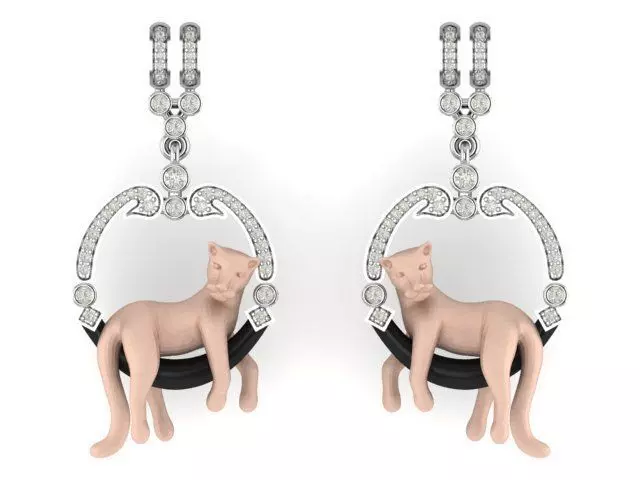 Hanging Panther Earring 3D model_0