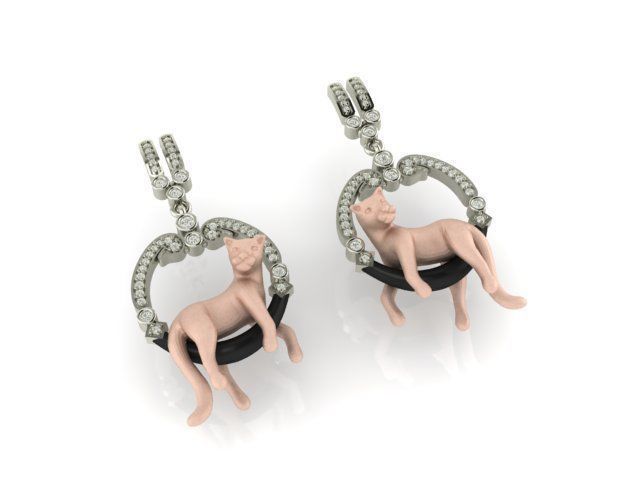 Hanging Panther Earring 3D model_1