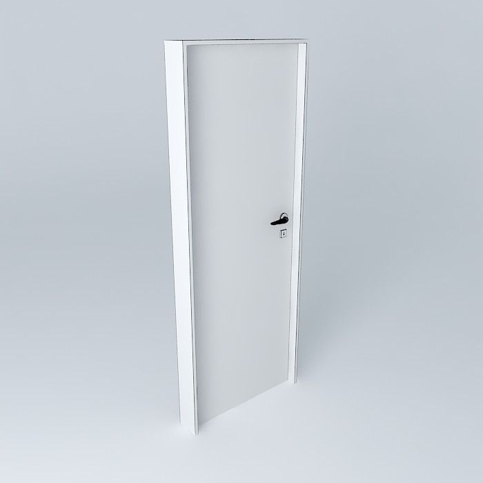 Simple  white door Free 3D model_3