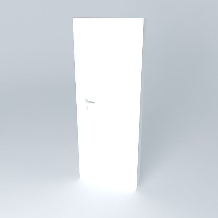 Simple  white door Free 3D model_1