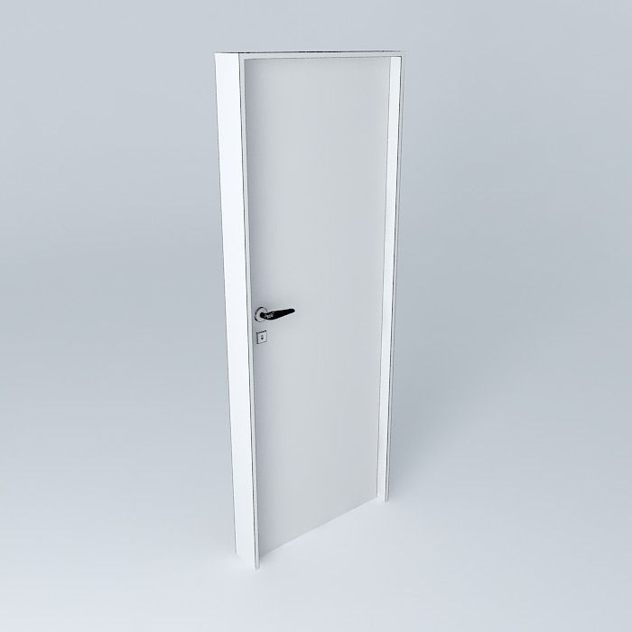 Simple  white door Free 3D model_4