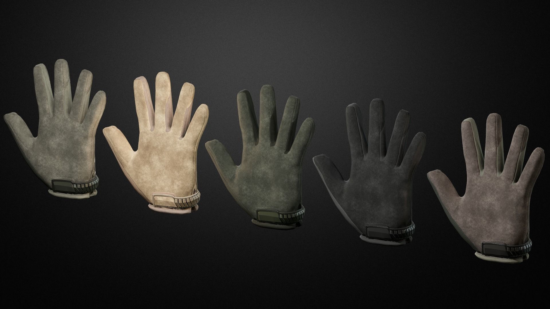 Tactical gloves pack Low-poly 3D model_17