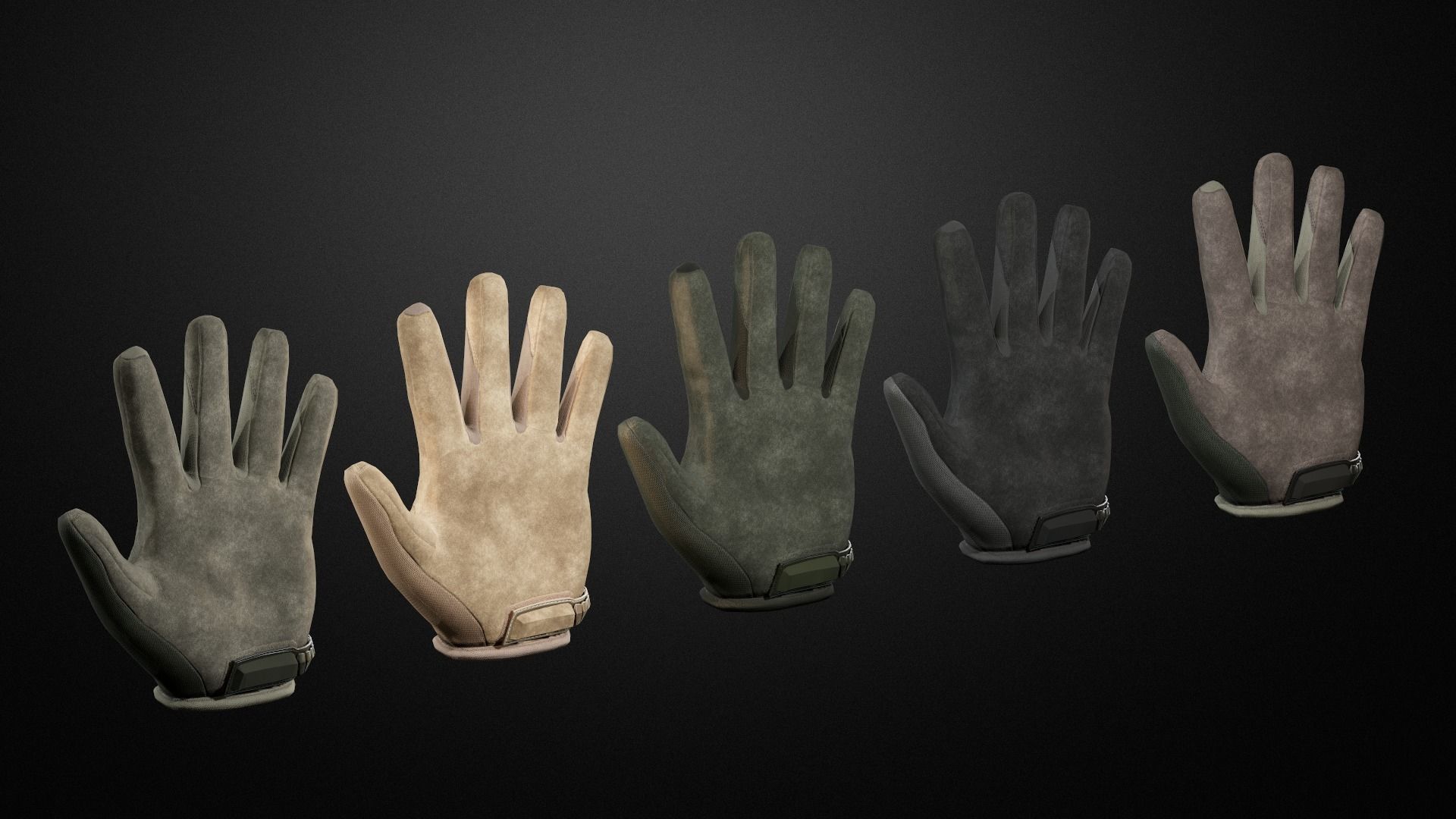Tactical gloves pack Low-poly 3D model_18