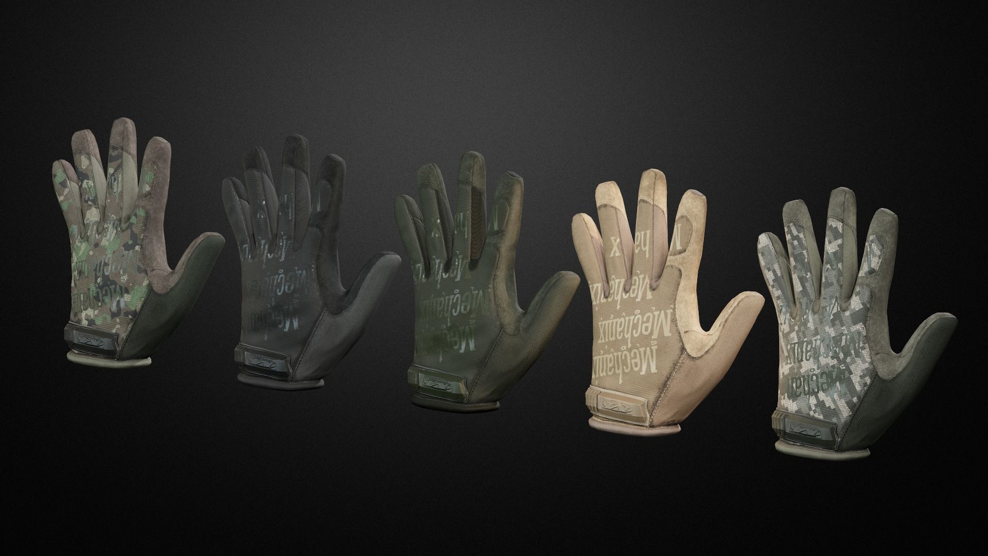 Tactical gloves pack Low-poly 3D model_14