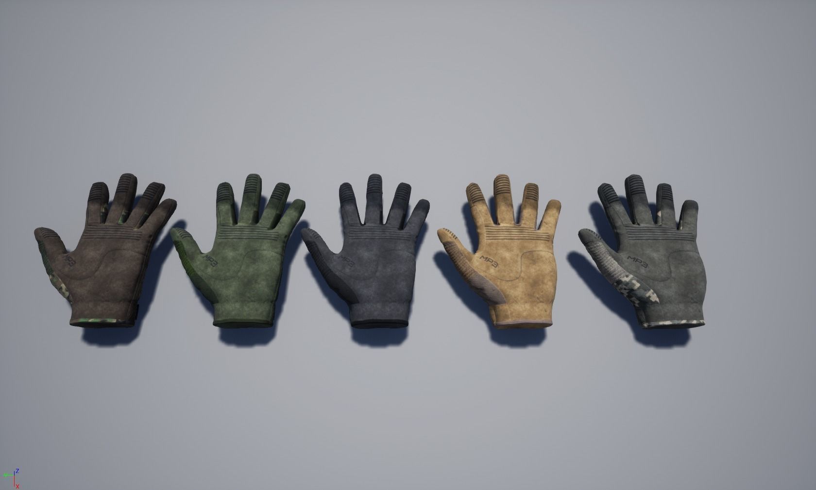 Tactical gloves pack Low-poly 3D model_5