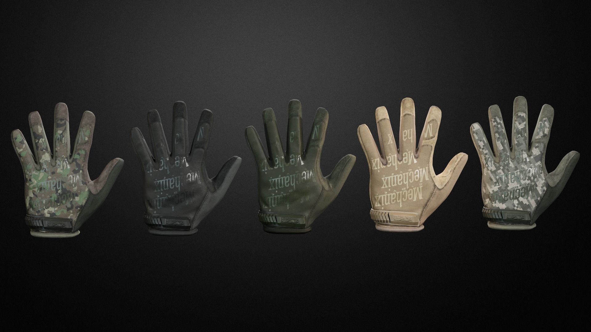 Tactical gloves pack Low-poly 3D model_15