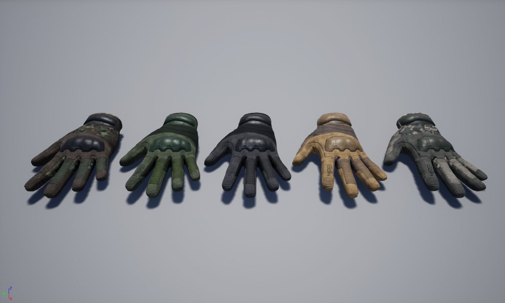 Tactical gloves pack Low-poly 3D model_4