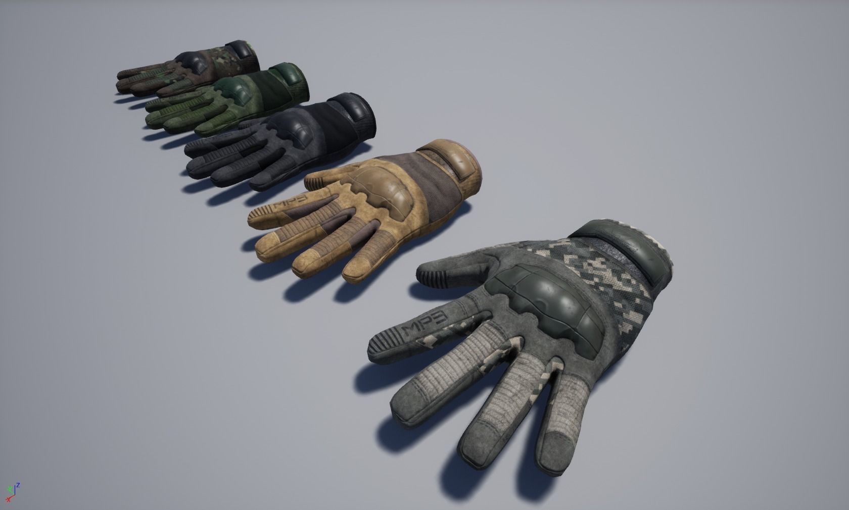 Tactical gloves pack Low-poly 3D model_6
