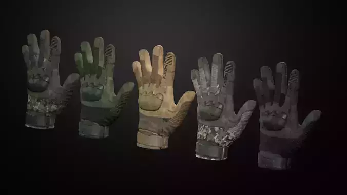 Tactical gloves pack Low-poly 3D model