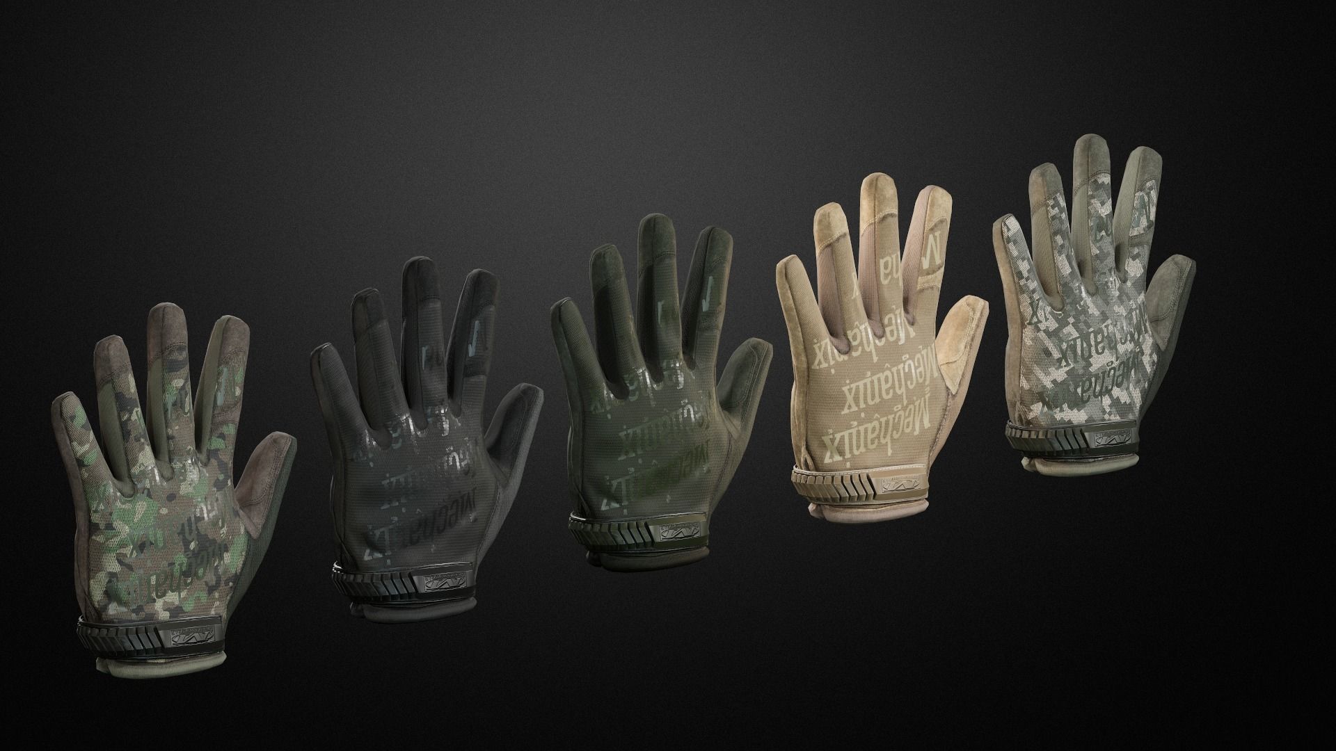 Tactical gloves pack Low-poly 3D model_16