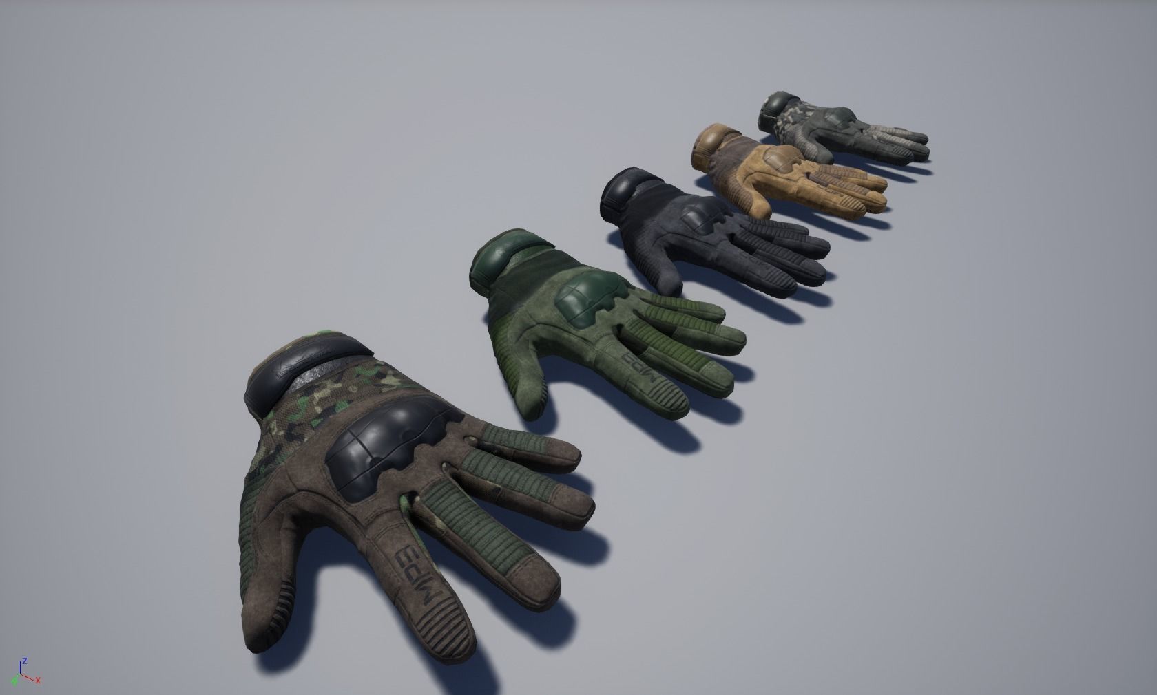 Tactical gloves pack Low-poly 3D model_7
