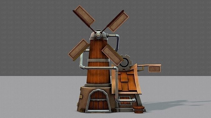 Wind Turbine V01 Low-poly 3D model 2