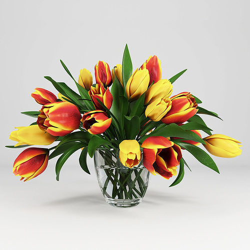 vase with tulips 3D model