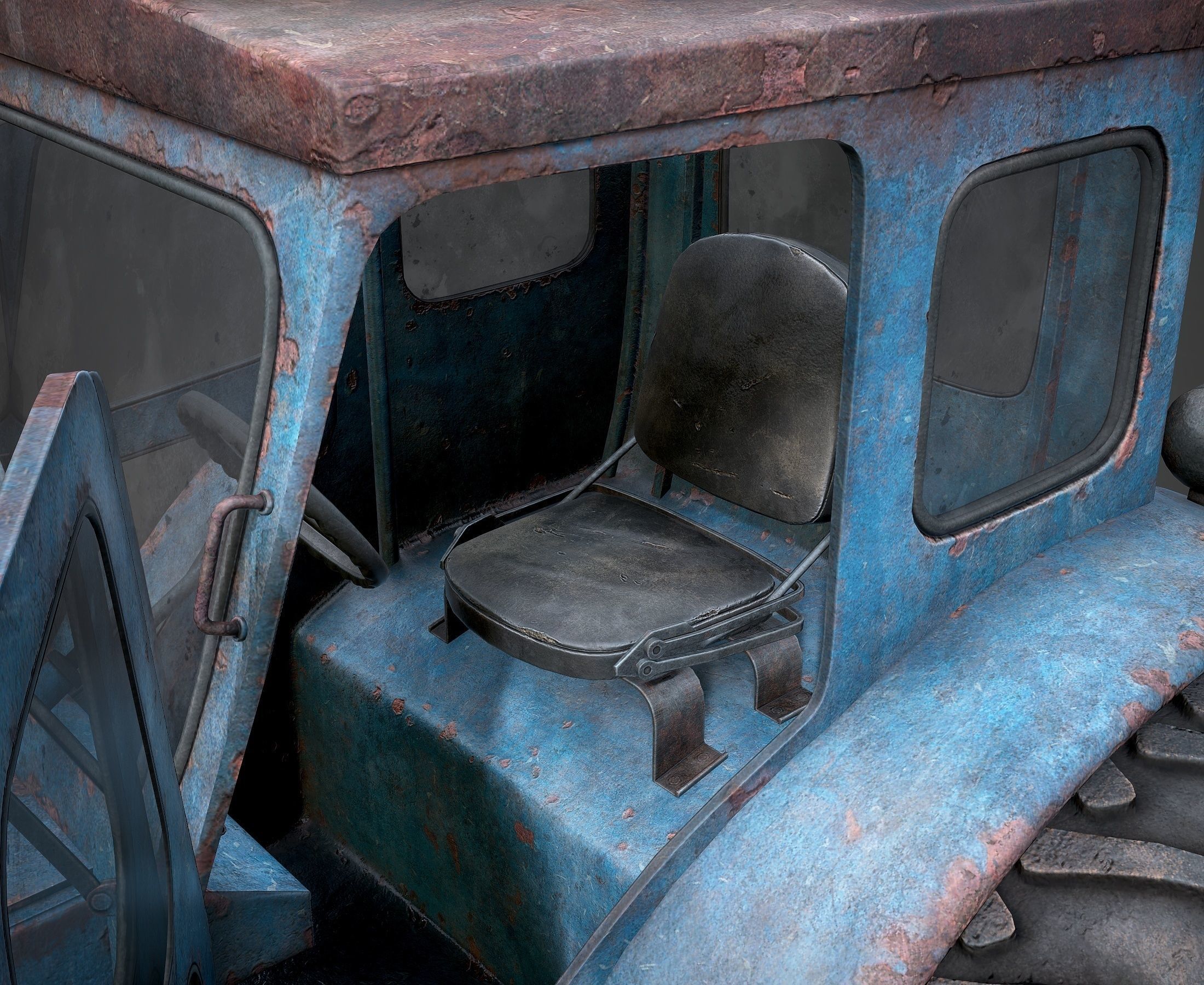 Tractor T-40 low poly Low-poly 3D model_9