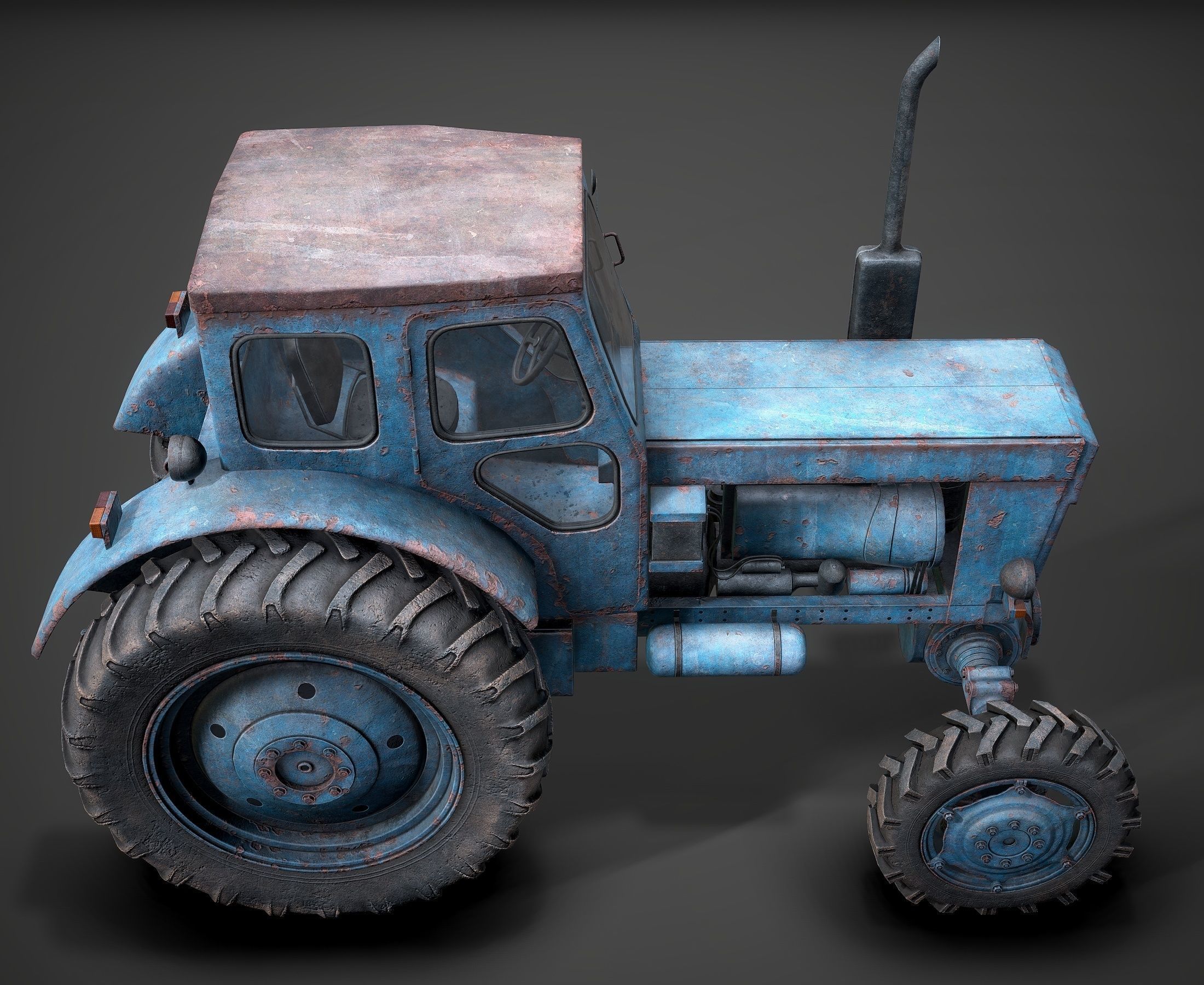 Tractor T-40 low poly Low-poly 3D model_6