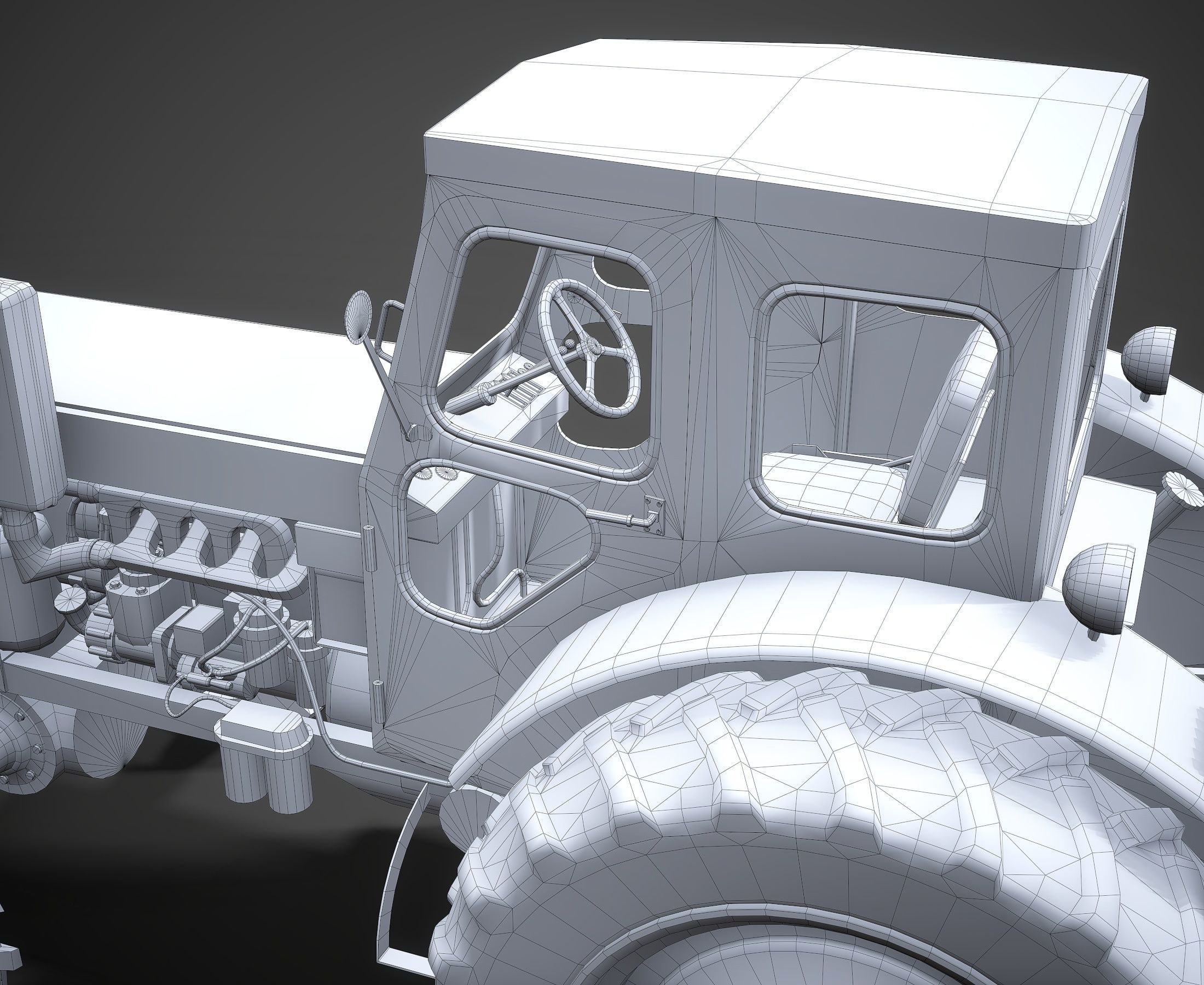 Tractor T-40 low poly Low-poly 3D model_14