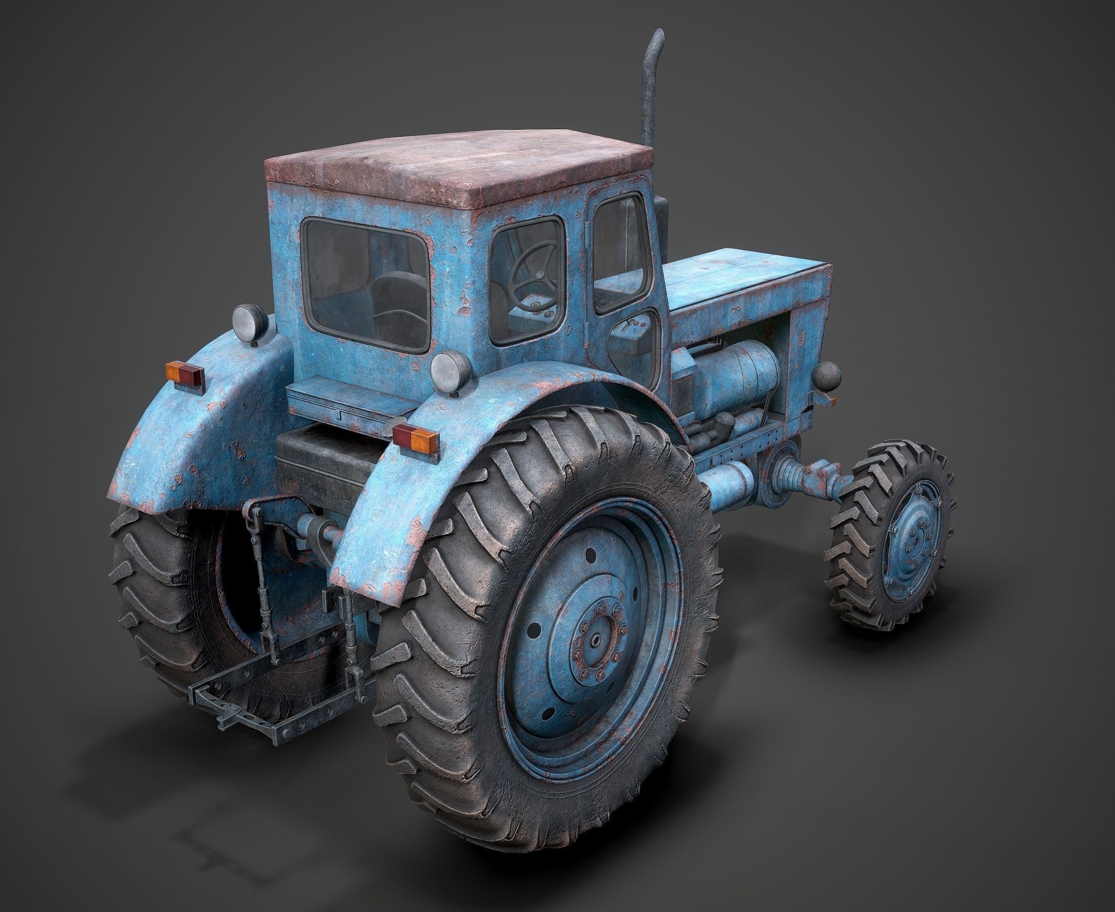 Tractor T-40 low poly Low-poly 3D model_5