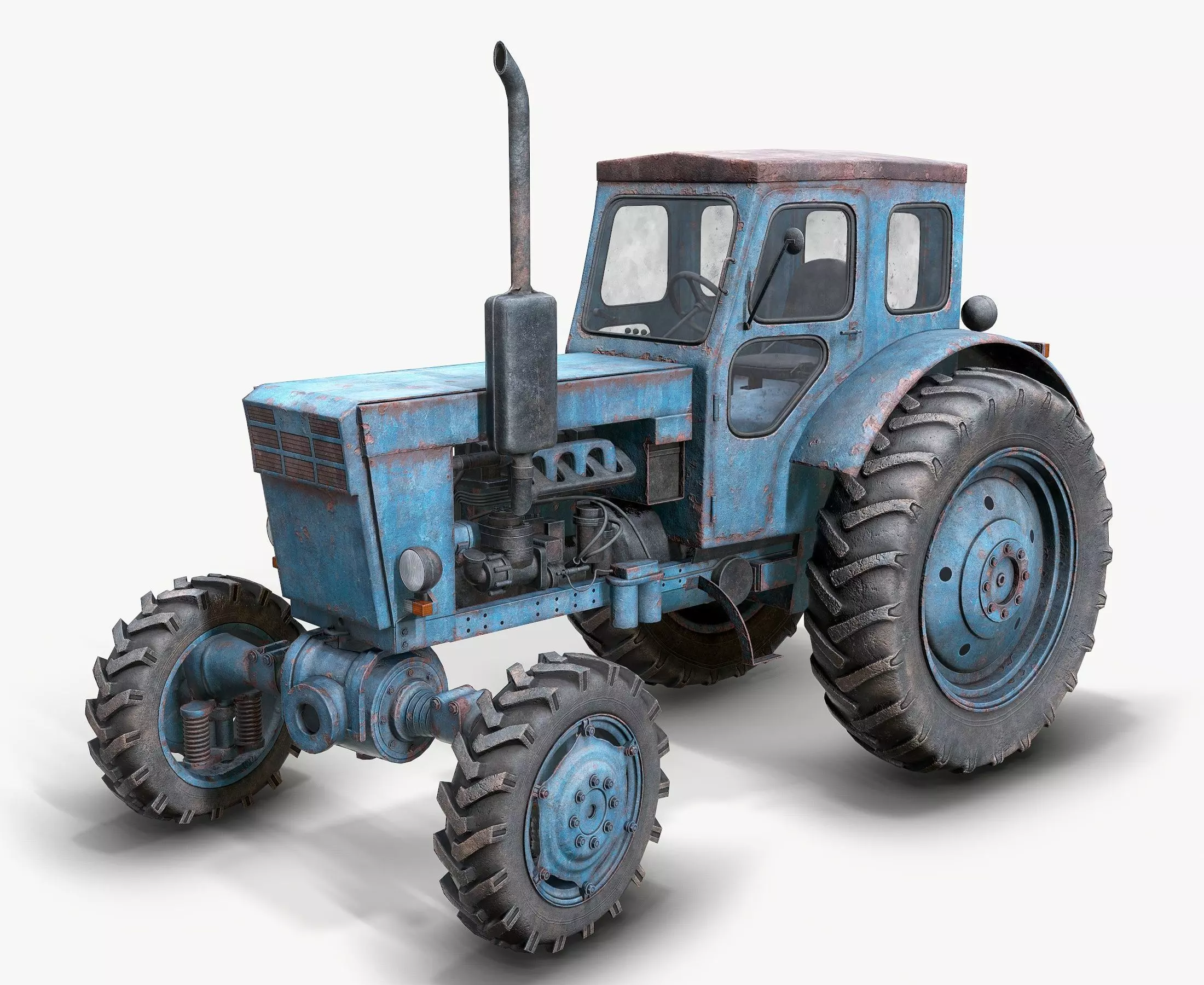 Tractor T-40 low poly Low-poly 3D model_0
