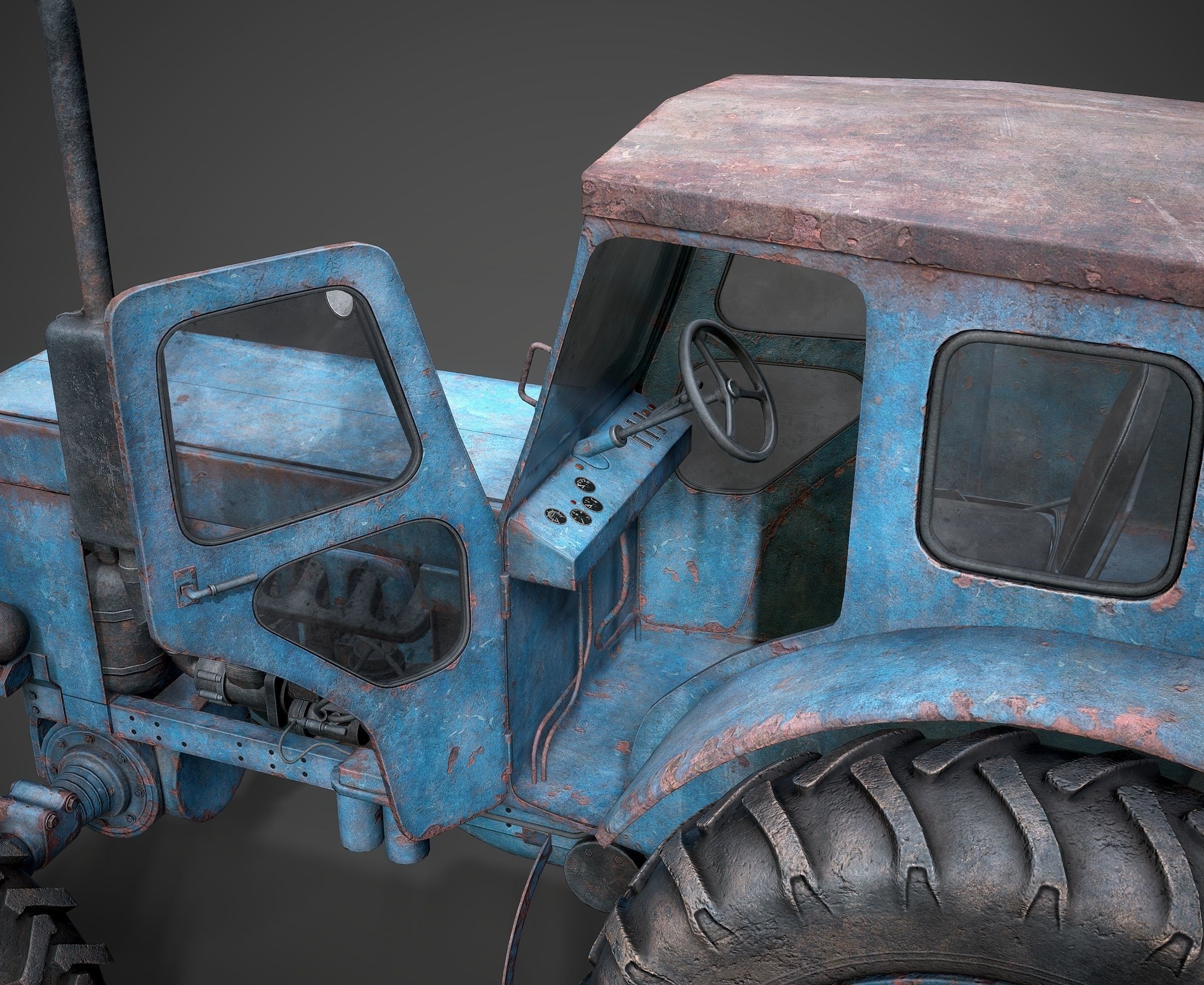 Tractor T-40 low poly Low-poly 3D model_8