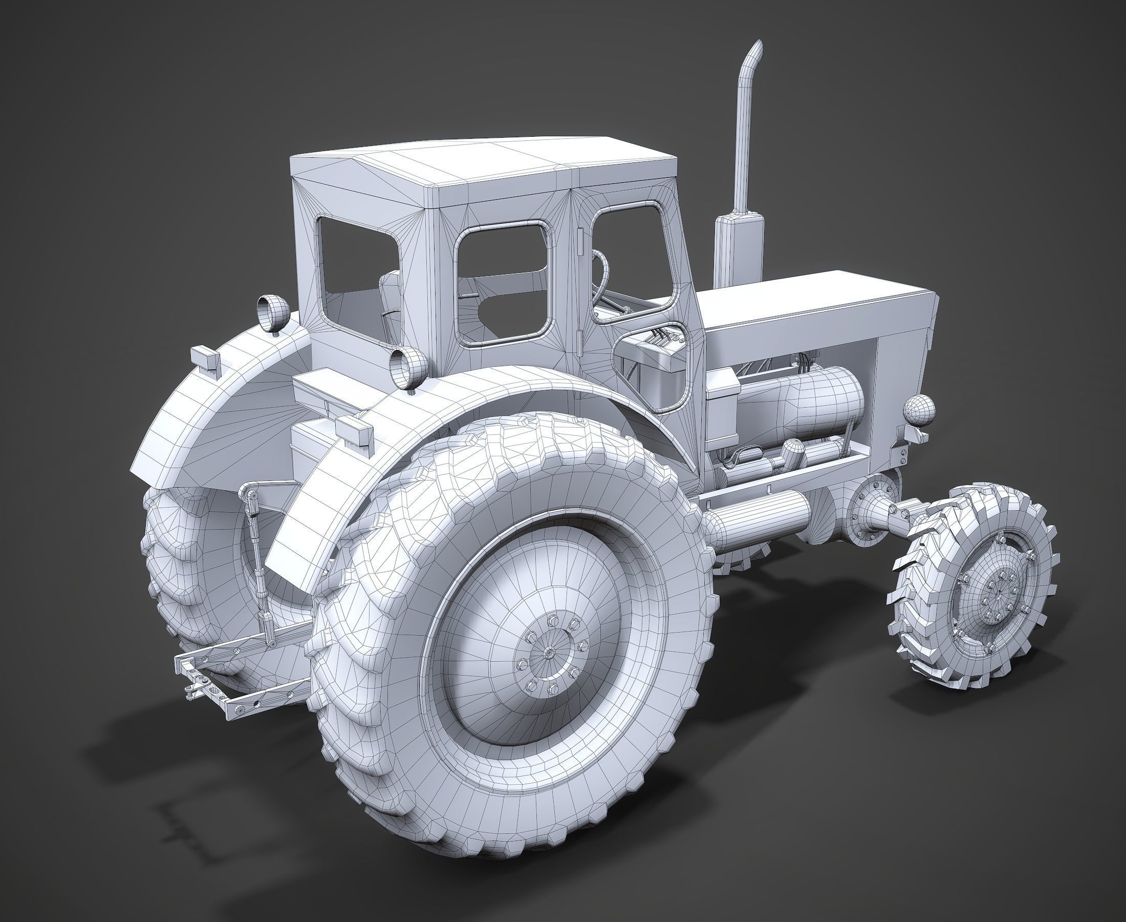 Tractor T-40 low poly Low-poly 3D model_13