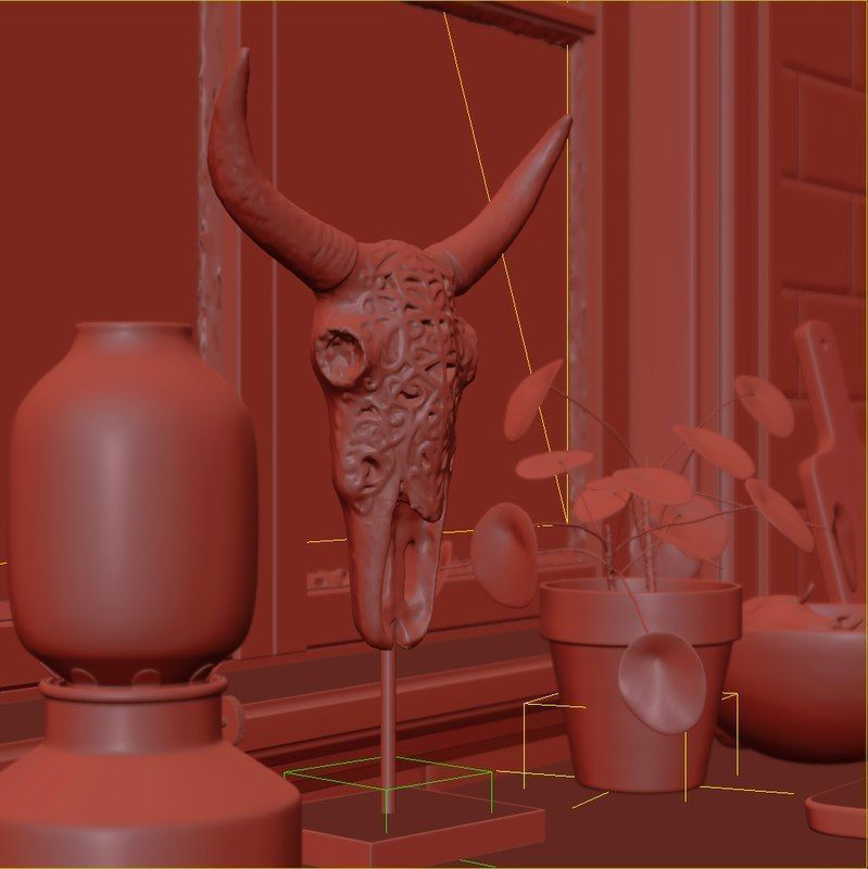 Skull sculpture  3D model_9