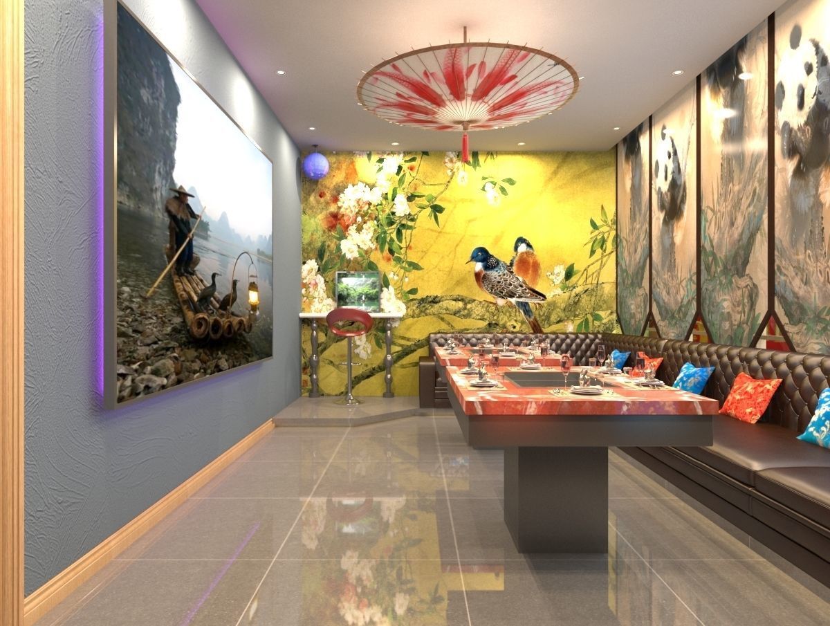 Chinese tea room 3D model_1