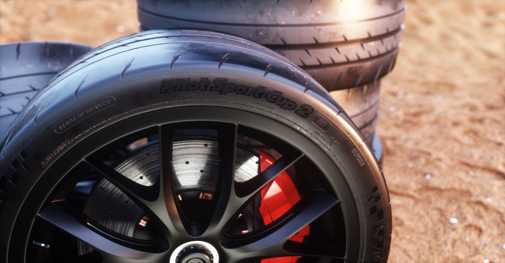 Sport Car Wheels Tesla Michelin Low-poly 3D model_15