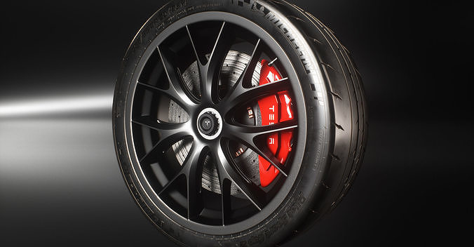 Sport Car Wheels Tesla Michelin Low-poly 3D model 7