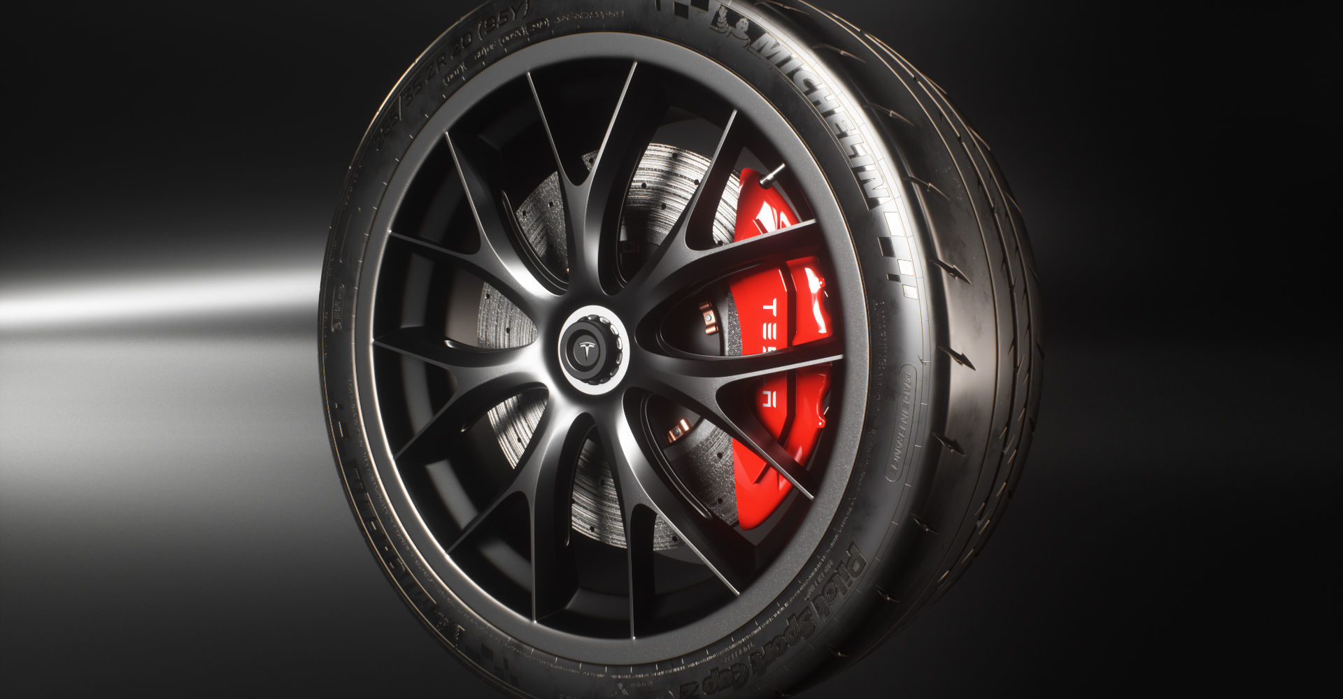 Sport Car Wheels Tesla Michelin Low-poly 3D model_6