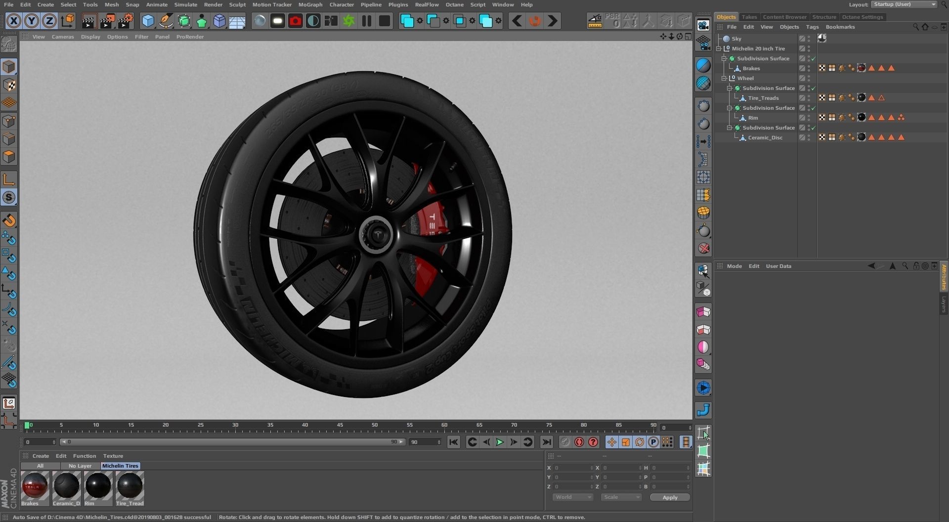 Sport Car Wheels Tesla Michelin Low-poly 3D model_29