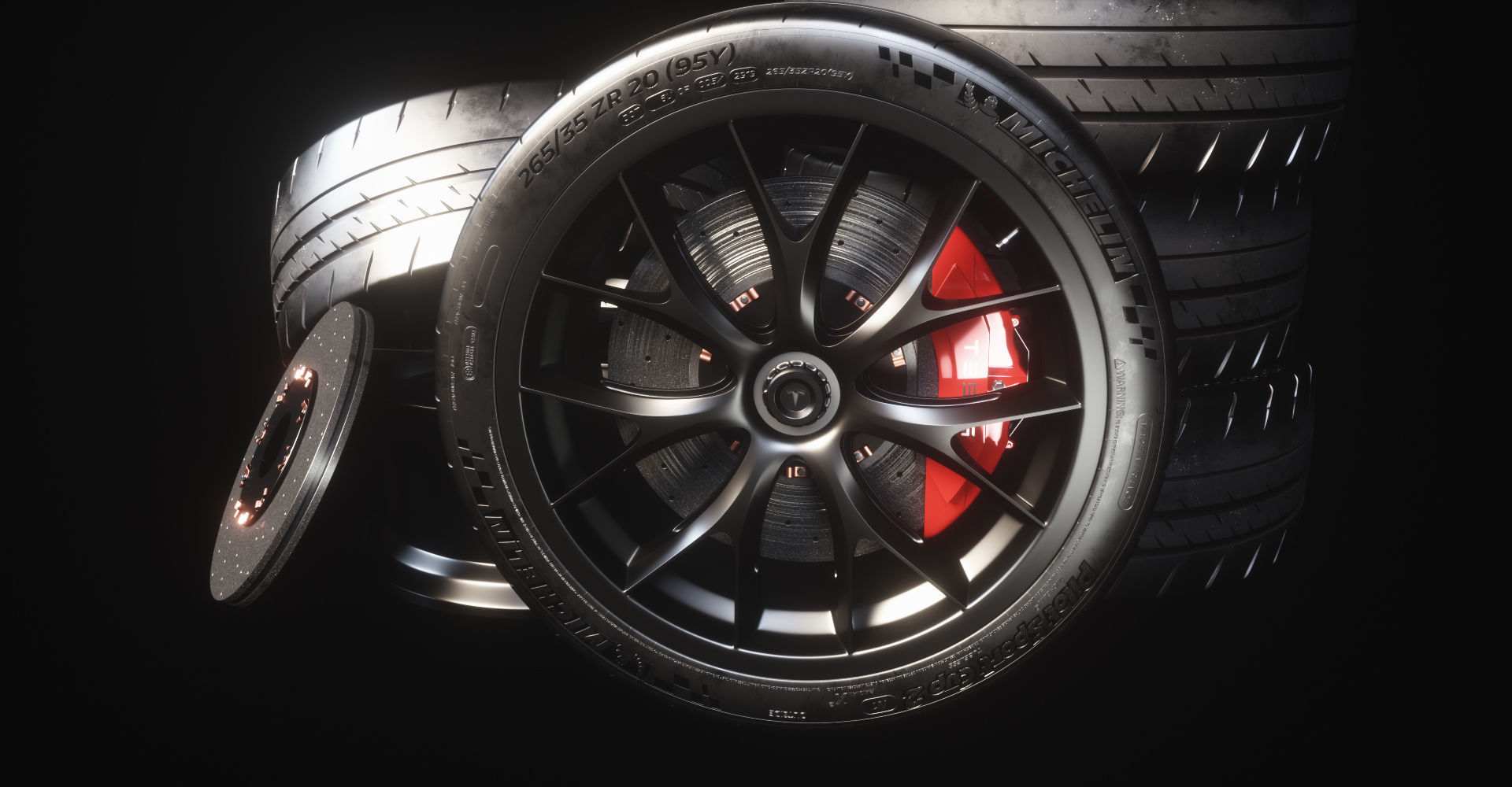 Sport Car Wheels Tesla Michelin Low-poly 3D model_21