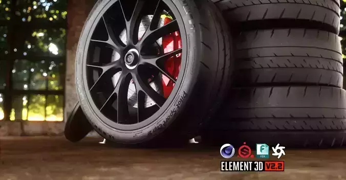 Sport Car Wheels Tesla Michelin Low-poly 3D model