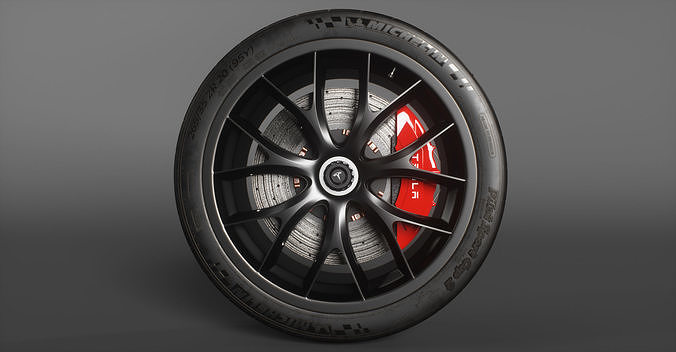 Sport Car Wheels Tesla Michelin Low-poly 3D model 3