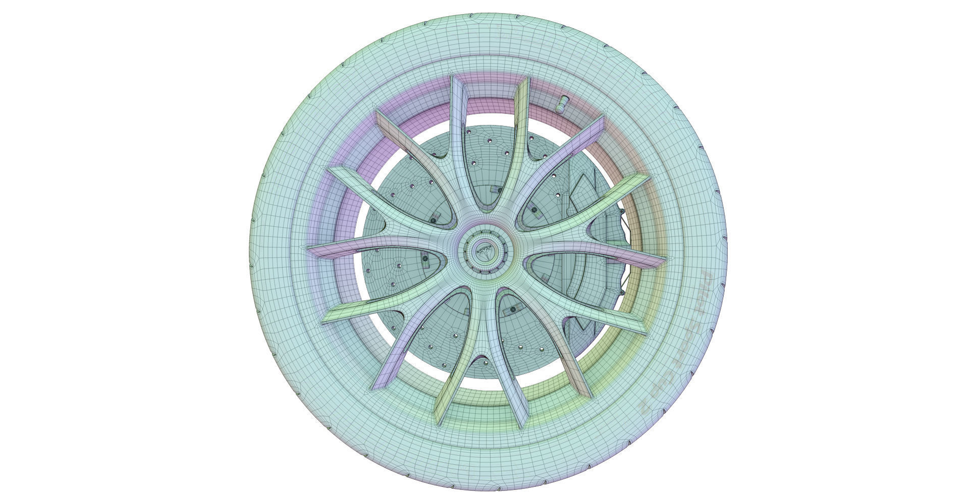 Sport Car Wheels Tesla Michelin Low-poly 3D model_3