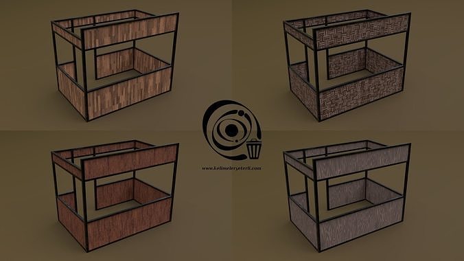 Stall stand 10 4in1 R - 4 PBR Texture 1 Model Low-poly 3D model