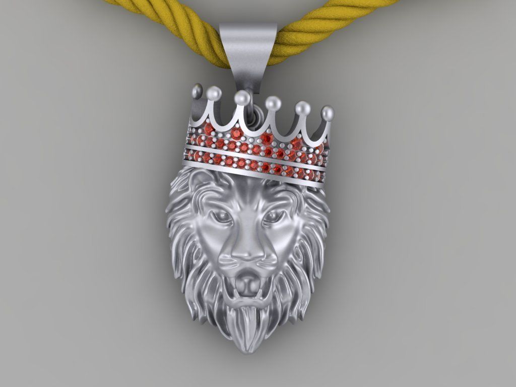 lion  necklace 3D print model_2