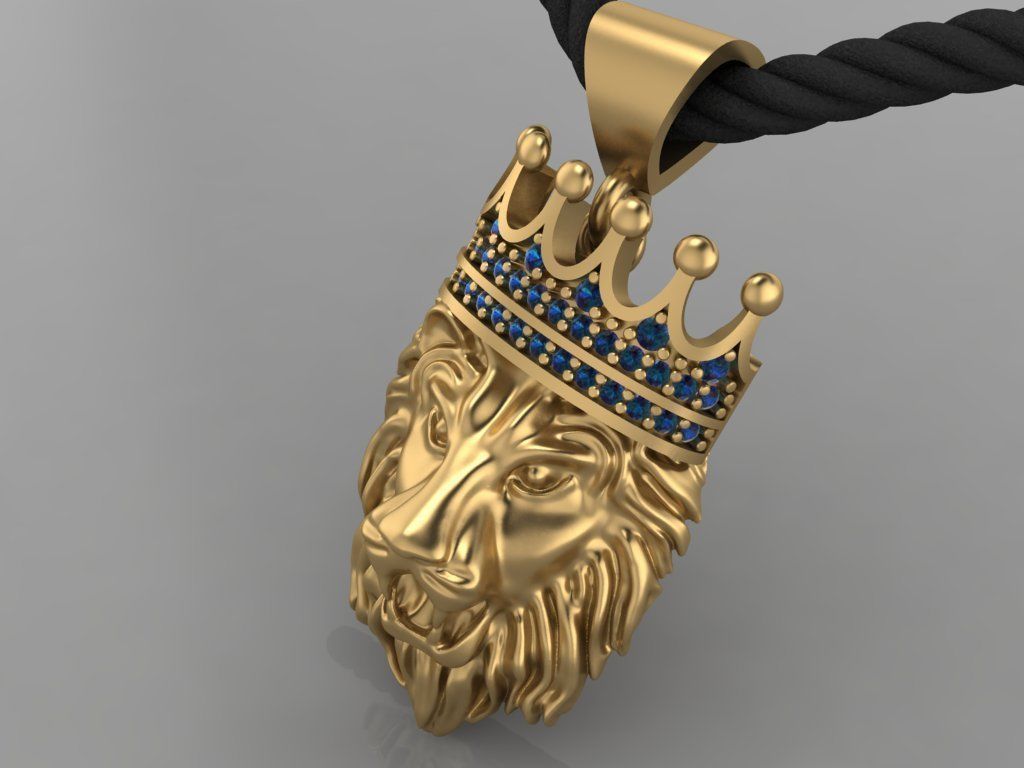 lion  necklace 3D print model_1