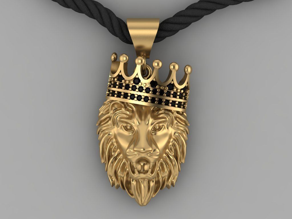 lion  necklace 3D print model_3
