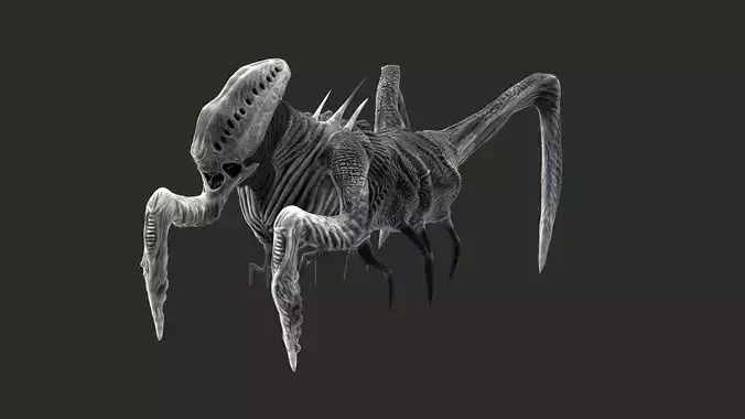 Alien creature with long legs and claws